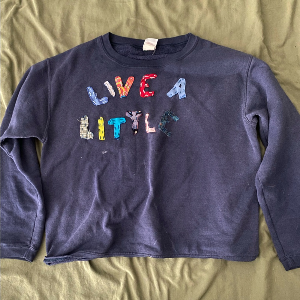 Hanes Navy Kids Sweatshirt with Colorful Letter Design